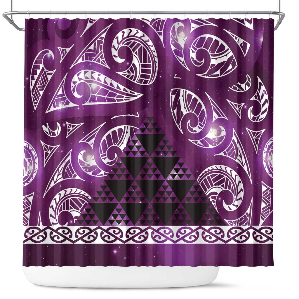 Matariki New Zealand Shower Curtain NZ Niho Taniwha Maori New Year Purple Galaxy LT14 Purple - Polynesian Pride