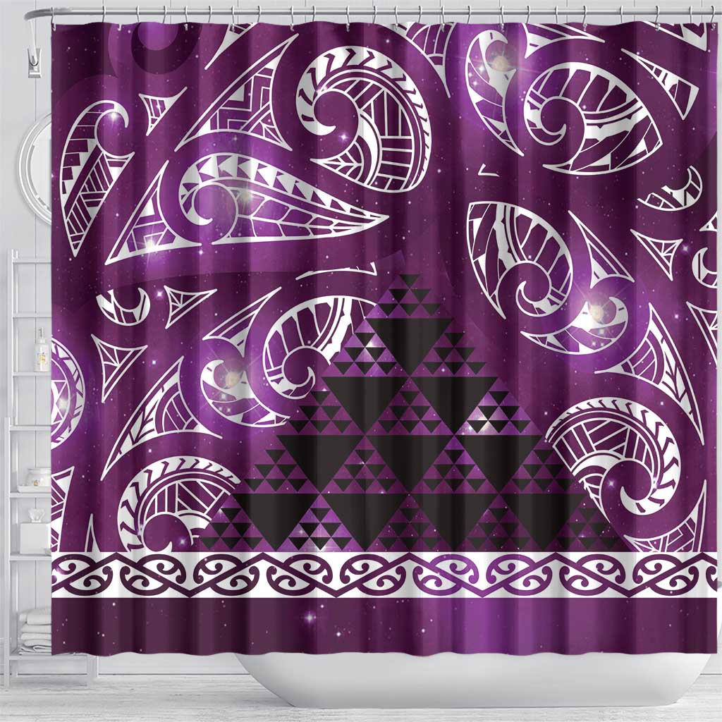 Matariki New Zealand Shower Curtain NZ Niho Taniwha Maori New Year Purple Galaxy LT14 - Polynesian Pride