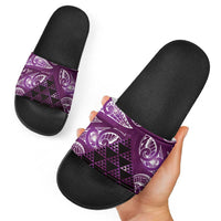 Matariki New Zealand Slide Sandals NZ Niho Taniwha Maori New Year Purple Galaxy