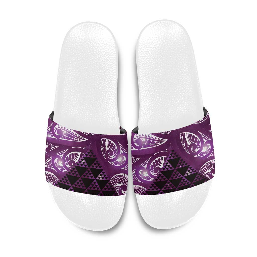 Matariki New Zealand Slide Sandals NZ Niho Taniwha Maori New Year Purple Galaxy