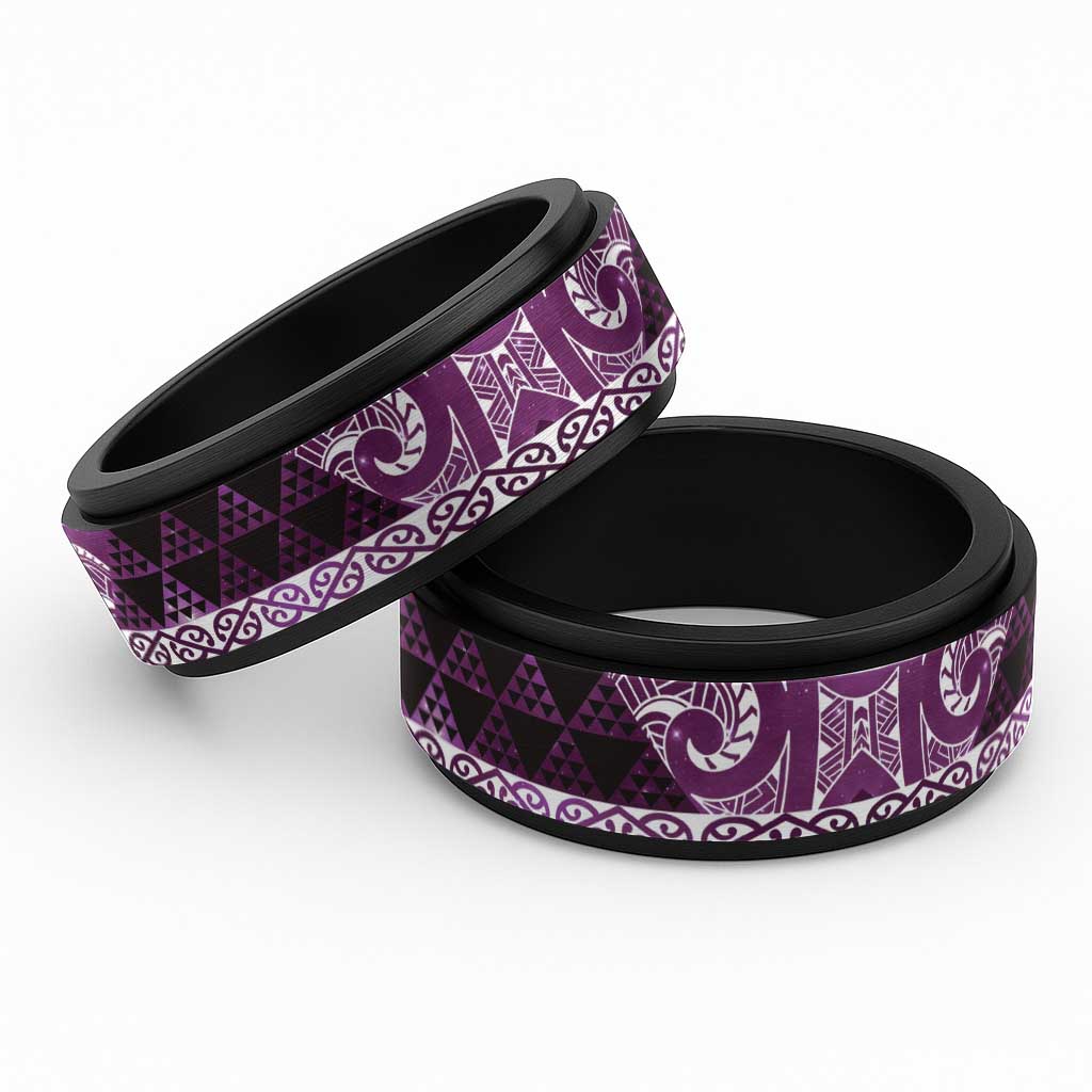 Matariki New Zealand Spinner Ring NZ Niho Taniwha Maori New Year Purple Galaxy