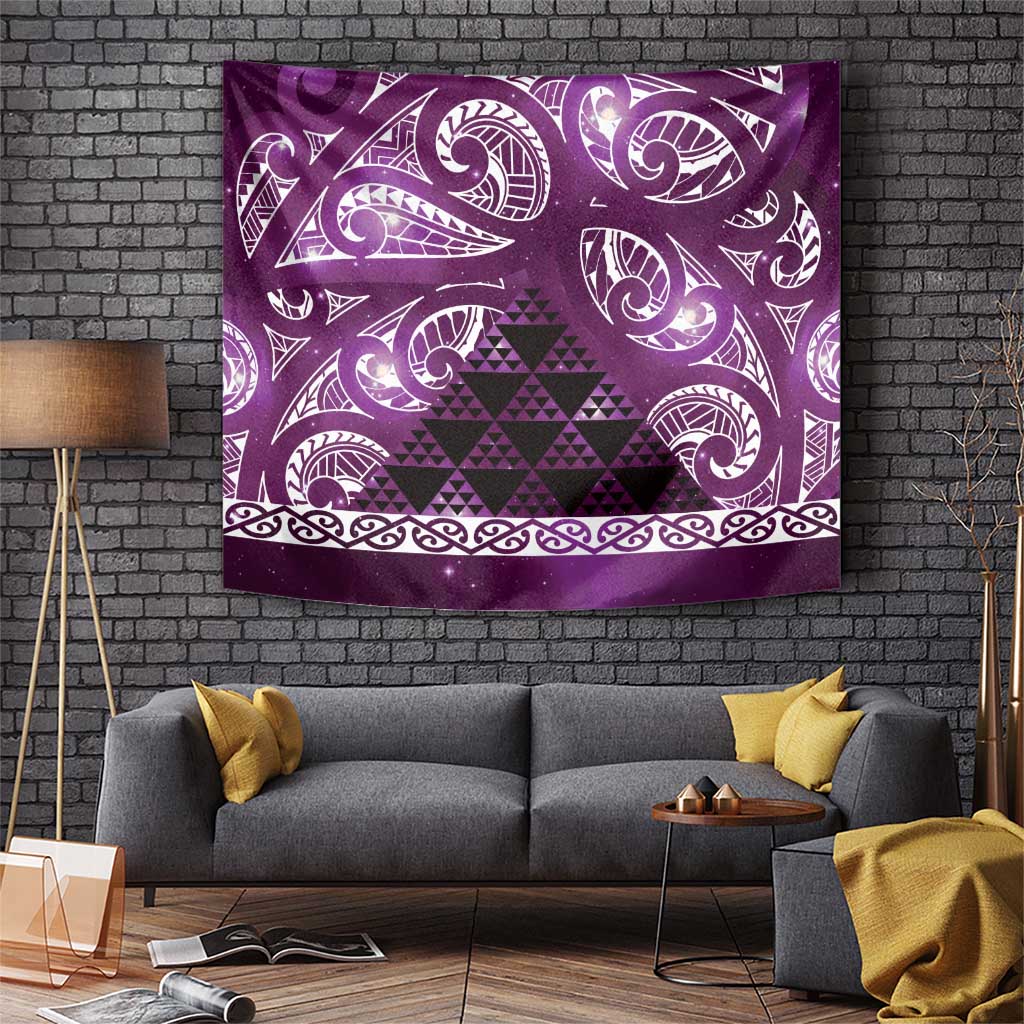 Matariki New Zealand Tapestry NZ Niho Taniwha Maori New Year Purple Galaxy LT14 Purple - Polynesian Pride