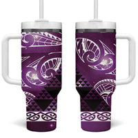 Matariki New Zealand Tumbler With Handle NZ Niho Taniwha Maori New Year Purple Galaxy LT14 One Size: 40 oz Purple - Polynesian Pride