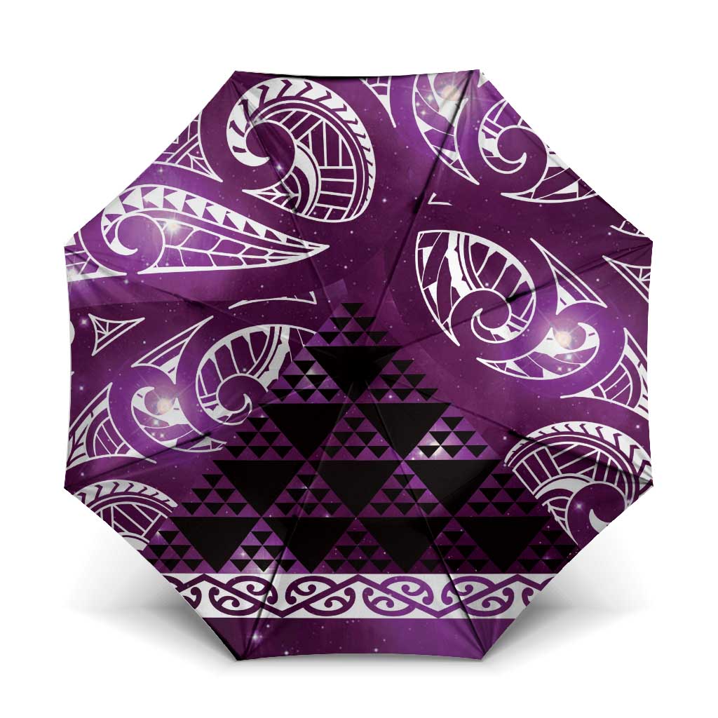 Matariki New Zealand Umbrella NZ Niho Taniwha Maori New Year Purple Galaxy LT14 One Size Folded 11.42 inch Opened Diameter 37.4 inch Purple - Polynesian Pride