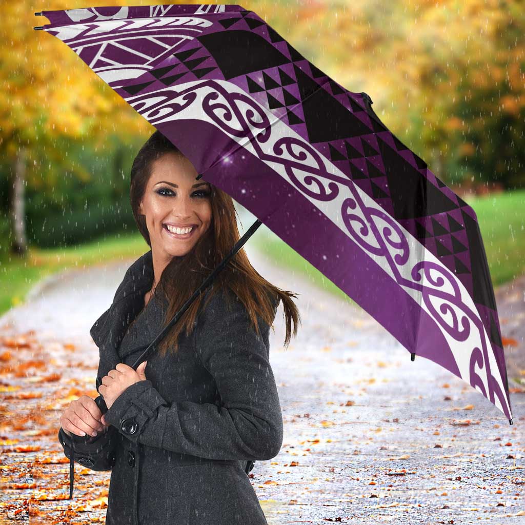 Matariki New Zealand Umbrella NZ Niho Taniwha Maori New Year Purple Galaxy LT14 - Polynesian Pride
