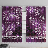 Matariki New Zealand Window Curtain NZ Niho Taniwha Maori New Year Purple Galaxy LT14 With Hooks Purple - Polynesian Pride
