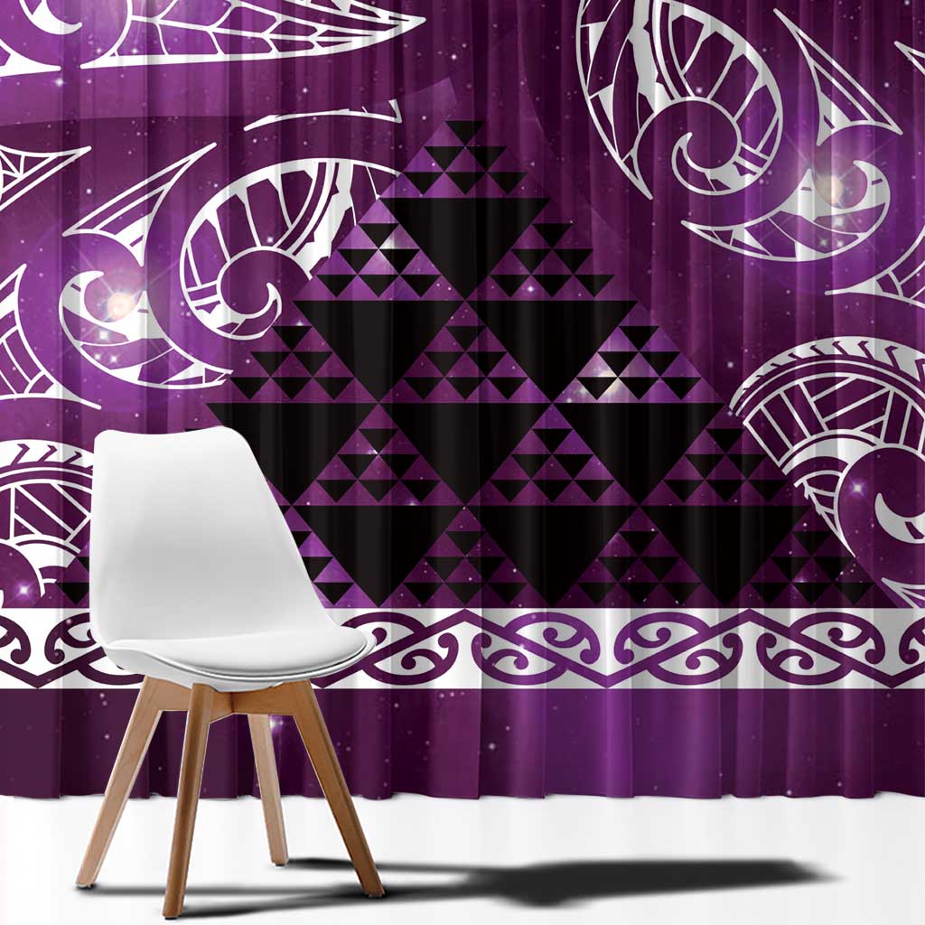 Matariki New Zealand Window Curtain NZ Niho Taniwha Maori New Year Purple Galaxy LT14 - Polynesian Pride
