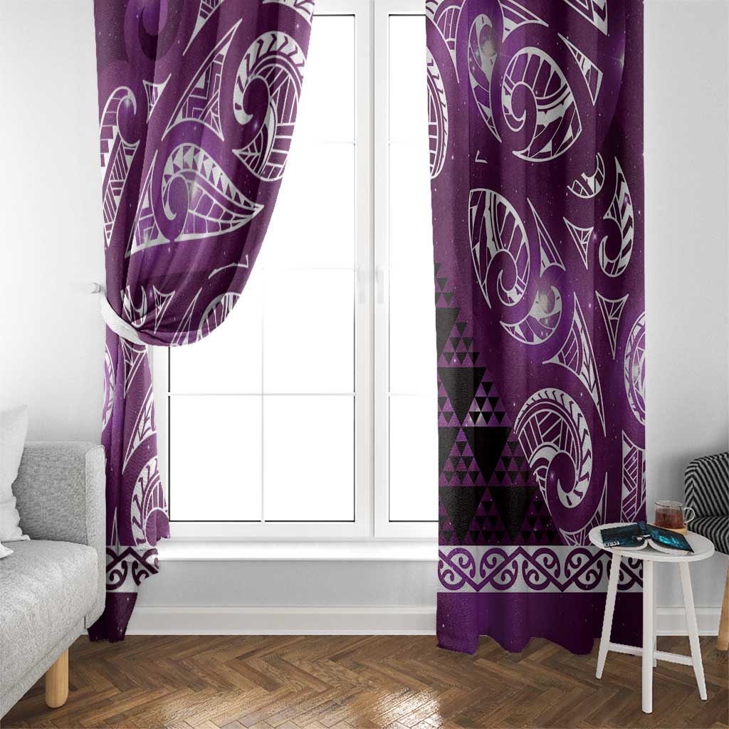 Matariki New Zealand Window Curtain NZ Niho Taniwha Maori New Year Purple Galaxy LT14 - Polynesian Pride