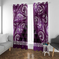 Matariki New Zealand Window Curtain NZ Niho Taniwha Maori New Year Purple Galaxy LT14 With Grommets Purple - Polynesian Pride