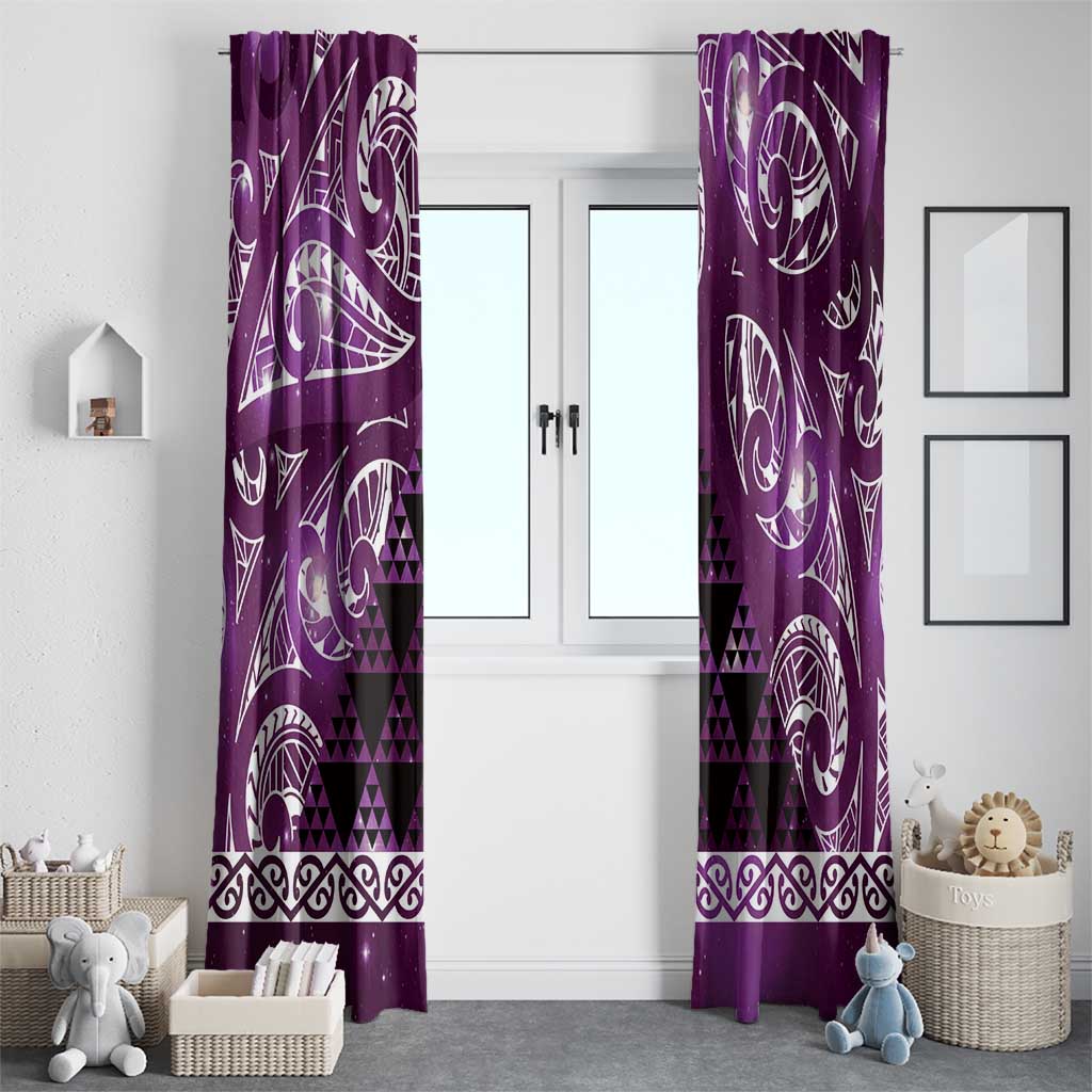 Matariki New Zealand Window Curtain NZ Niho Taniwha Maori New Year Purple Galaxy LT14 - Polynesian Pride