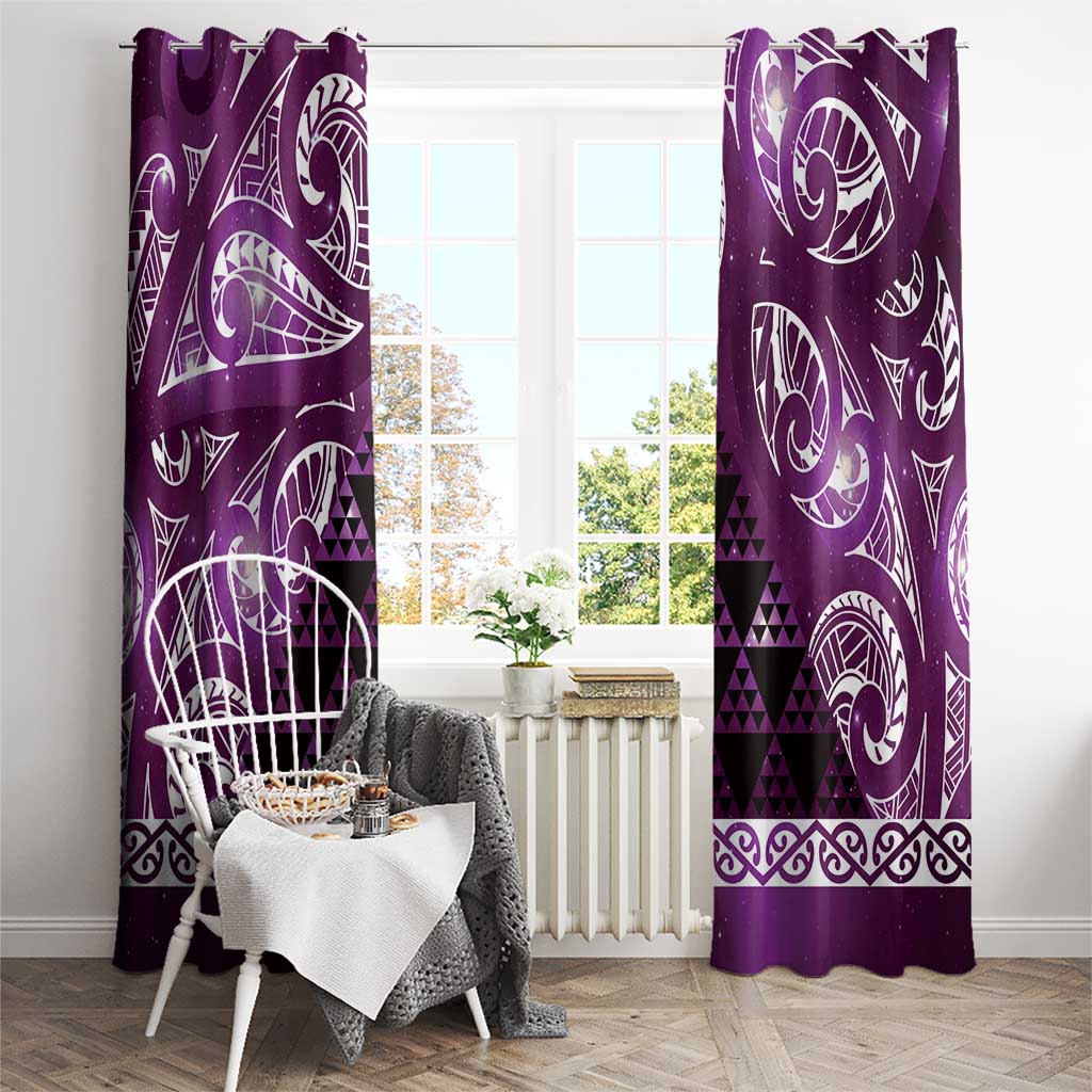 Matariki New Zealand Window Curtain NZ Niho Taniwha Maori New Year Purple Galaxy LT14 - Polynesian Pride