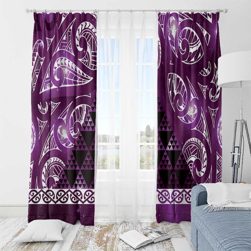 Matariki New Zealand Window Curtain NZ Niho Taniwha Maori New Year Purple Galaxy LT14 - Polynesian Pride
