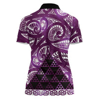 Matariki New Zealand Women Polo Shirt NZ Niho Taniwha Maori New Year Purple Galaxy