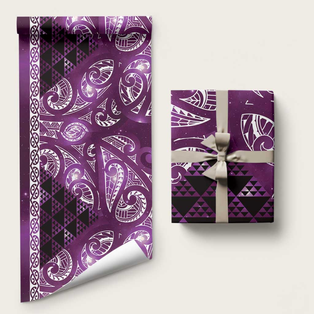 Matariki New Zealand Wrapping Paper NZ Niho Taniwha Maori New Year Purple Galaxy