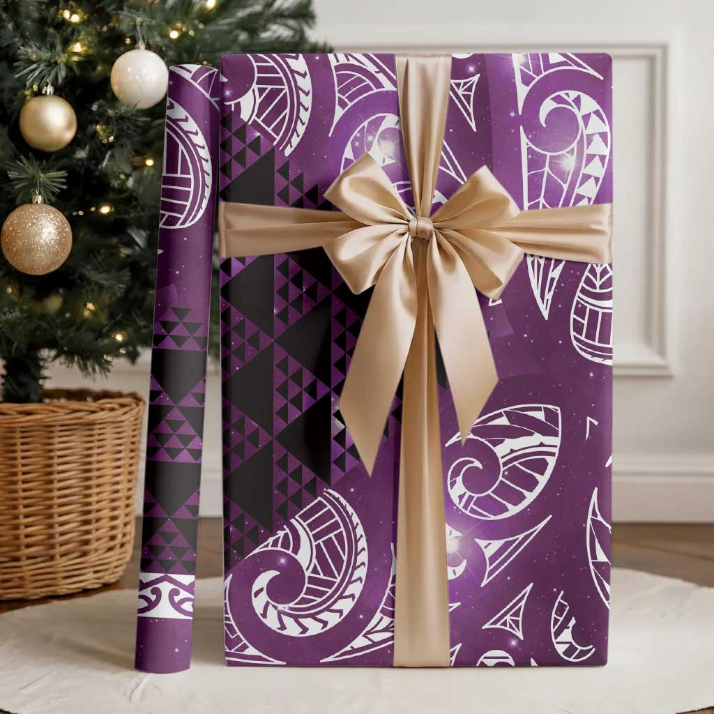 Matariki New Zealand Wrapping Paper NZ Niho Taniwha Maori New Year Purple Galaxy