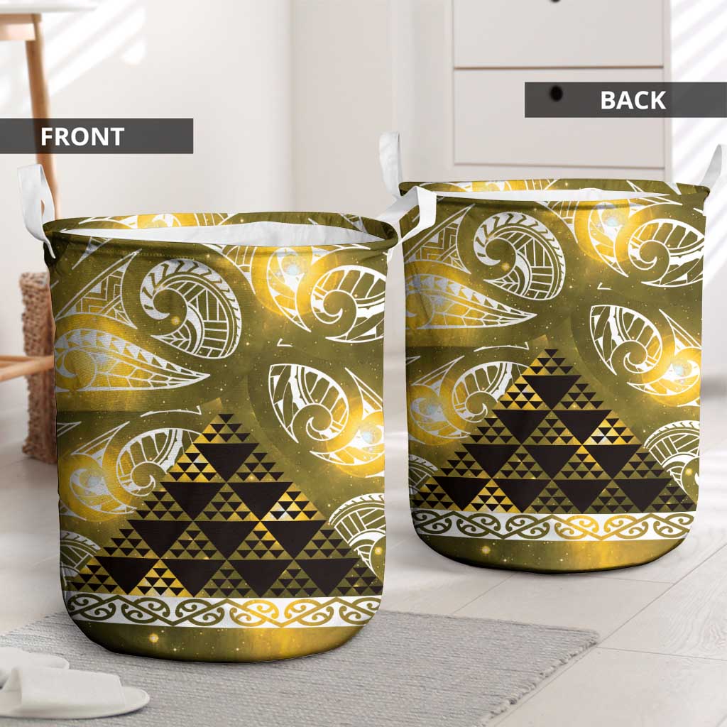 Matariki New Zealand Laundry Basket NZ Niho Taniwha Maori New Year Yellow Galaxy LT14 - Polynesian Pride