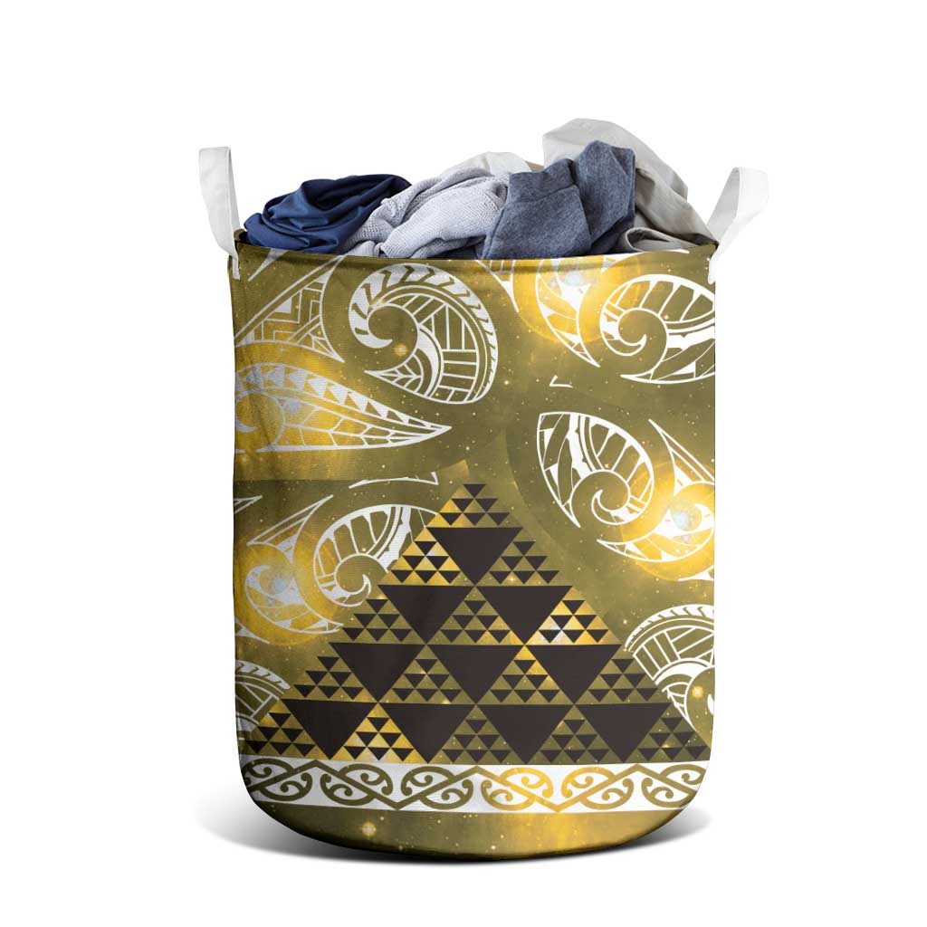 Matariki New Zealand Laundry Basket NZ Niho Taniwha Maori New Year Yellow Galaxy LT14 - Polynesian Pride