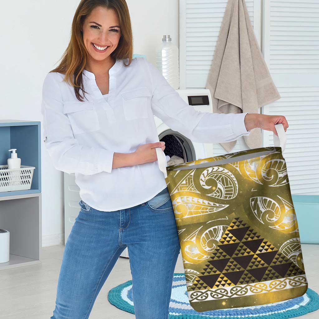Matariki New Zealand Laundry Basket NZ Niho Taniwha Maori New Year Yellow Galaxy LT14 - Polynesian Pride