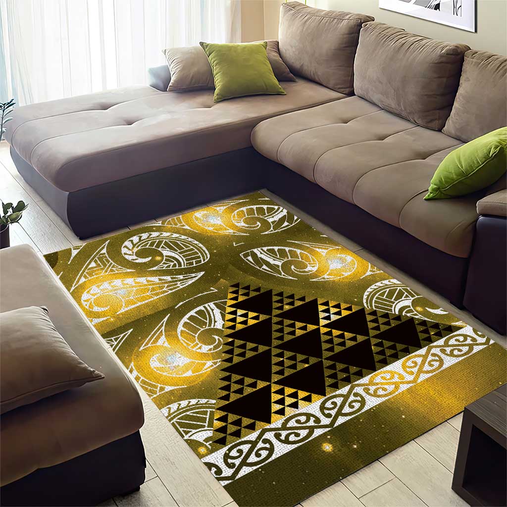 Matariki New Zealand Area Rug NZ Niho Taniwha Maori New Year Yellow Galaxy LT14 - Polynesian Pride