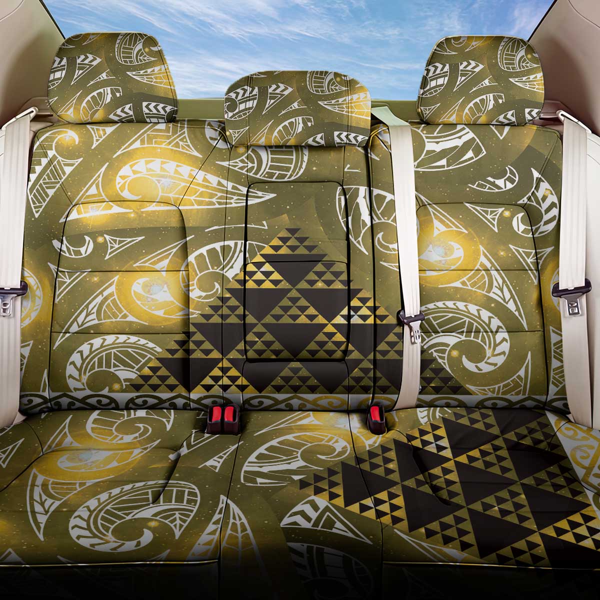 Matariki New Zealand Back Car Seat Cover NZ Niho Taniwha Maori New Year Yellow Galaxy