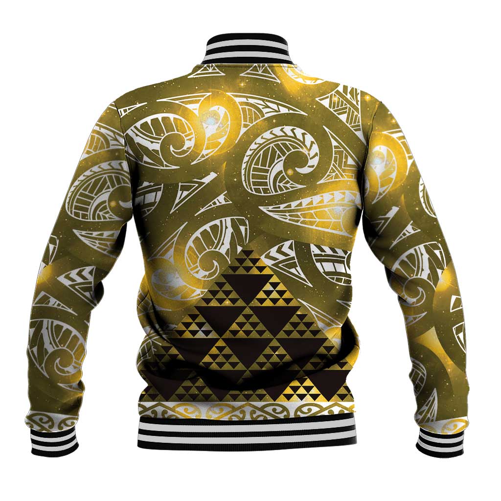 Matariki New Zealand Baseball Jacket NZ Niho Taniwha Maori New Year Yellow Galaxy LT14 - Polynesian Pride