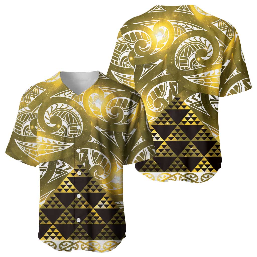 Matariki New Zealand Baseball Jersey NZ Niho Taniwha Maori New Year Yellow Galaxy LT14 - Polynesian Pride