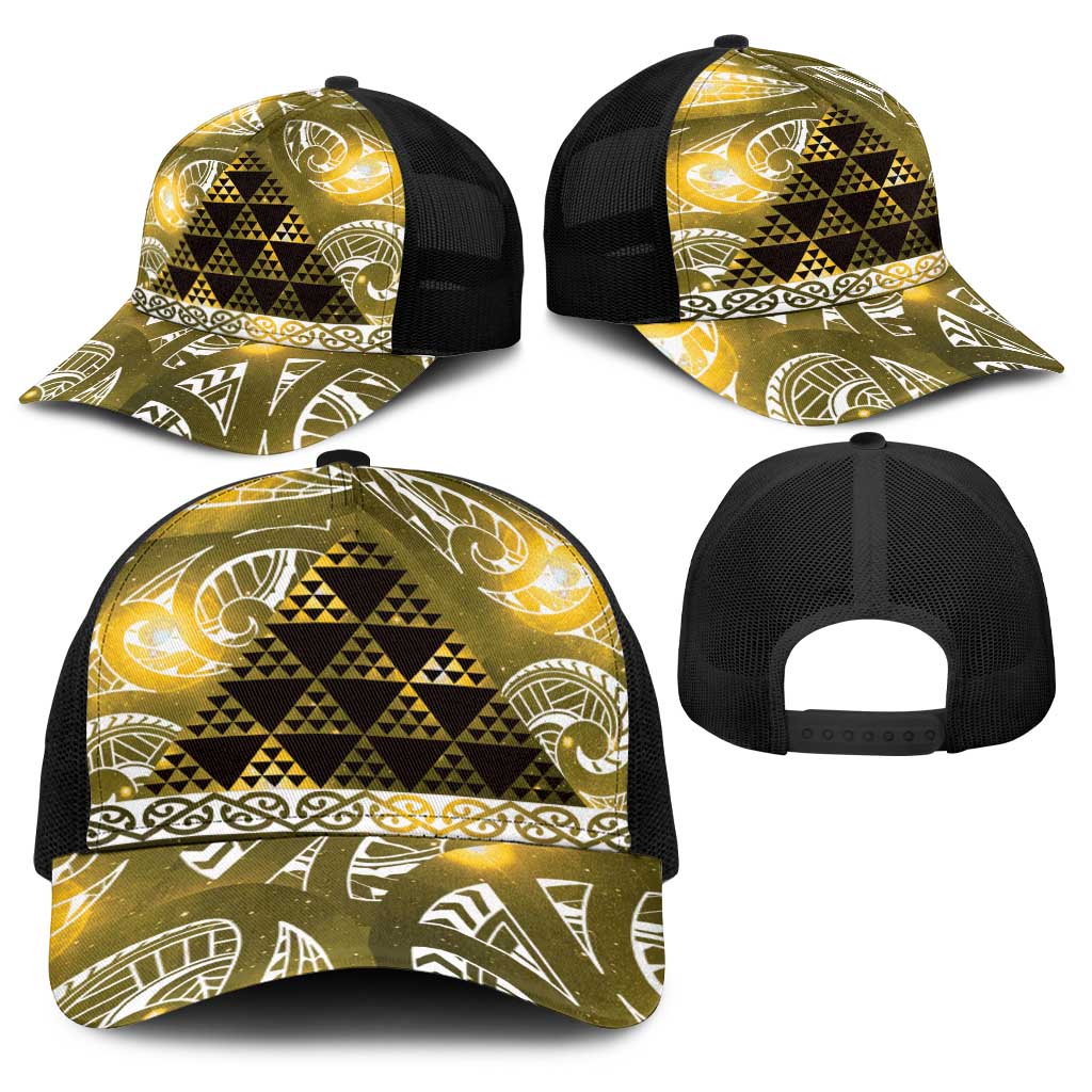 Matariki New Zealand Baseball Net Cap NZ Niho Taniwha Maori New Year Yellow Galaxy LT14 - Polynesian Pride