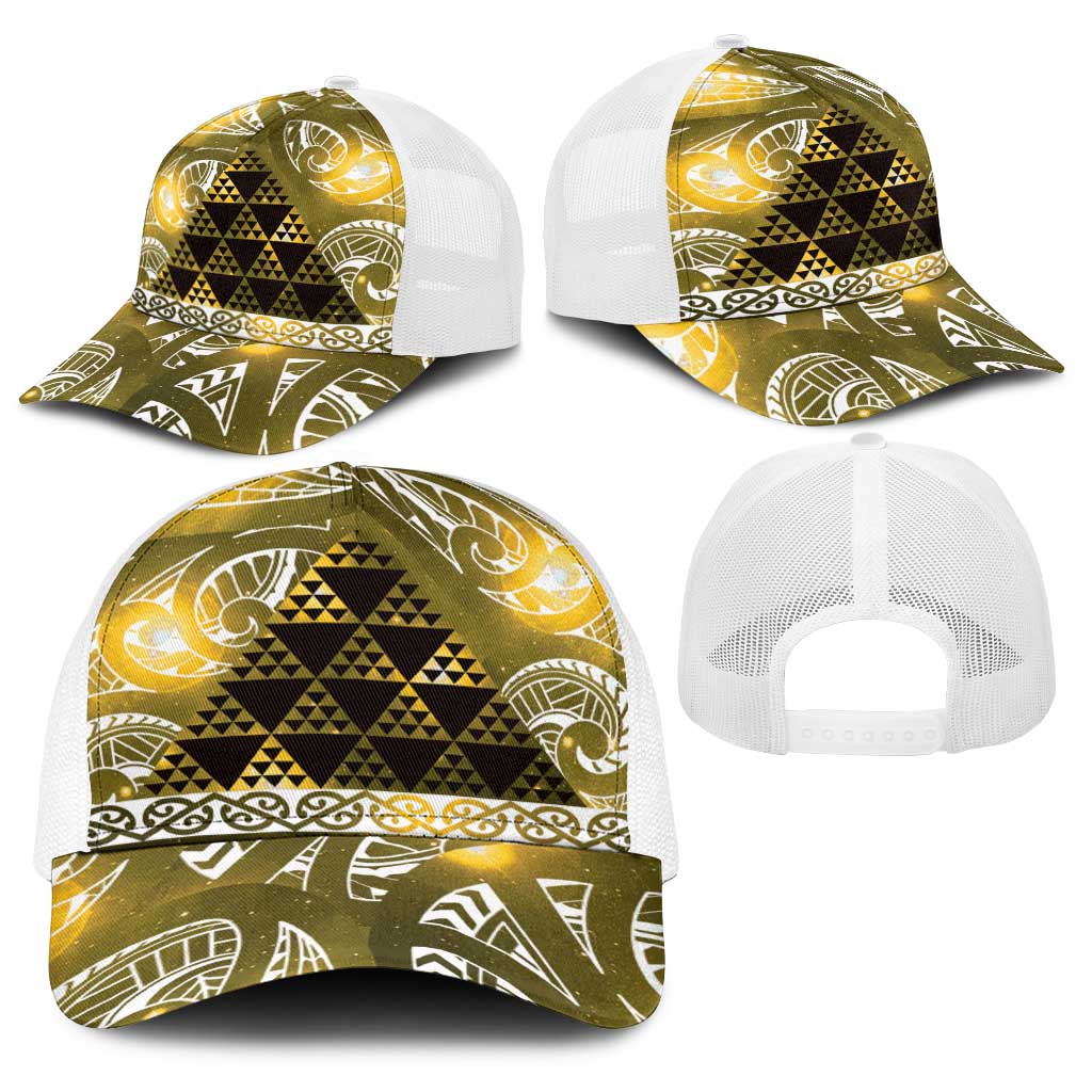 Matariki New Zealand Baseball Net Cap NZ Niho Taniwha Maori New Year Yellow Galaxy LT14 - Polynesian Pride