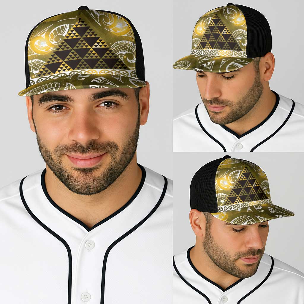 Matariki New Zealand Baseball Net Cap NZ Niho Taniwha Maori New Year Yellow Galaxy LT14 - Polynesian Pride