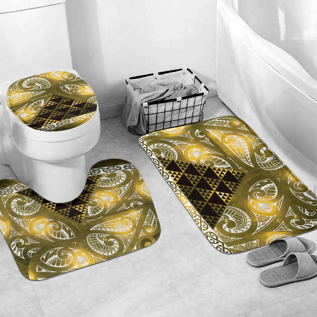 Matariki New Zealand Bathroom Set NZ Niho Taniwha Maori New Year Yellow Galaxy LT14 Mat Set Only (3 pcs) One Size Yellow - Polynesian Pride