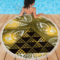 Matariki New Zealand Beach Blanket NZ Niho Taniwha Maori New Year Yellow Galaxy LT14 - Polynesian Pride