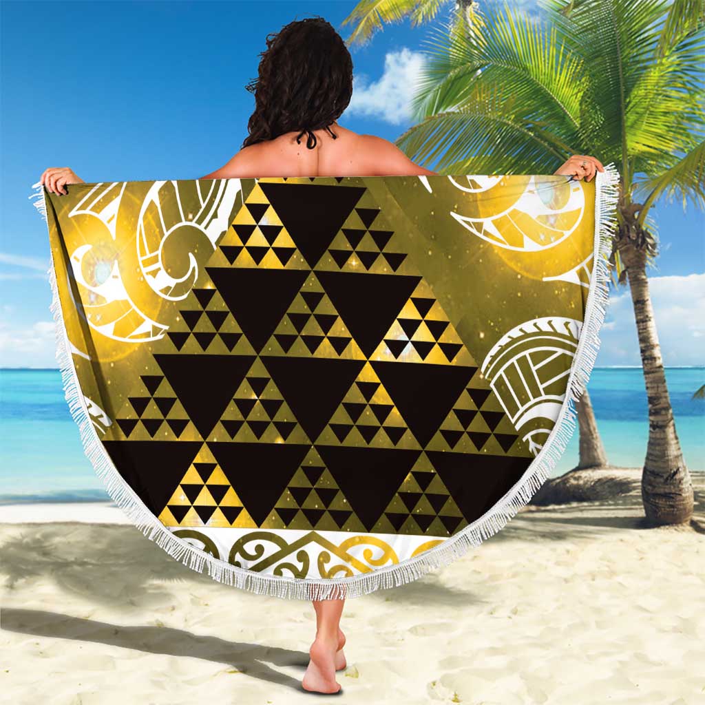Matariki New Zealand Beach Blanket NZ Niho Taniwha Maori New Year Yellow Galaxy LT14 - Polynesian Pride