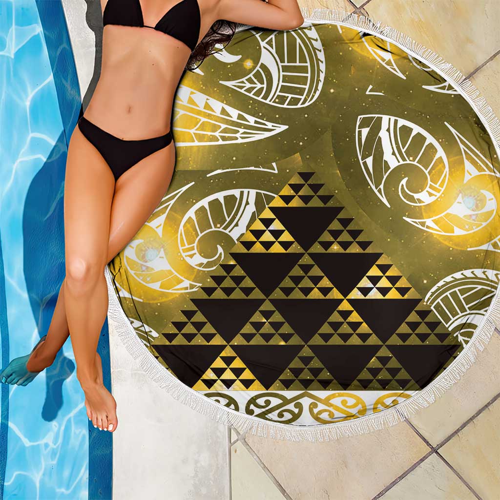 Matariki New Zealand Beach Blanket NZ Niho Taniwha Maori New Year Yellow Galaxy LT14 - Polynesian Pride