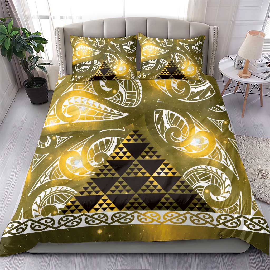 Matariki New Zealand Bedding Set NZ Niho Taniwha Maori New Year Yellow Galaxy LT14 - Polynesian Pride