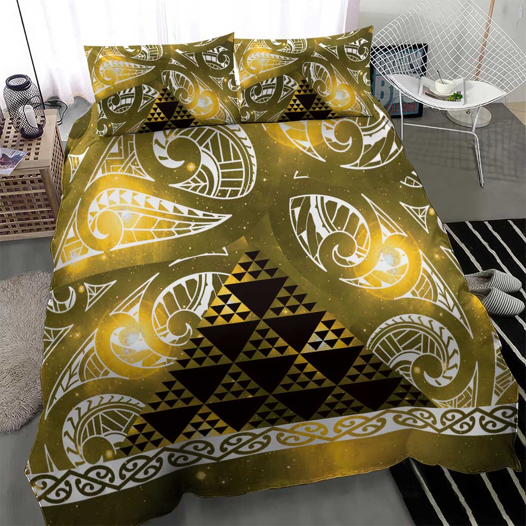 Matariki New Zealand Bedding Set NZ Niho Taniwha Maori New Year Yellow Galaxy LT14 - Polynesian Pride