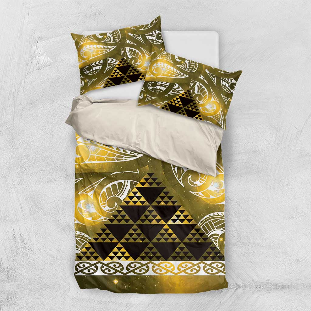 Matariki New Zealand Bedding Set NZ Niho Taniwha Maori New Year Yellow Galaxy LT14 US Twin 172cm x 218cm Yellow - Polynesian Pride