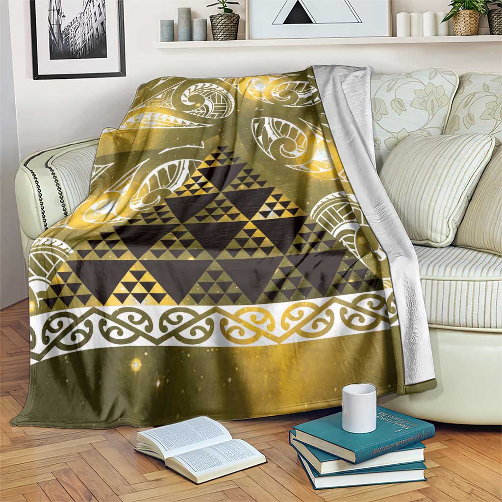 Matariki New Zealand Blanket NZ Niho Taniwha Maori New Year Yellow Galaxy LT14 Yellow - Polynesian Pride