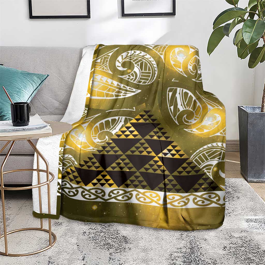 Matariki New Zealand Blanket NZ Niho Taniwha Maori New Year Yellow Galaxy LT14 - Polynesian Pride