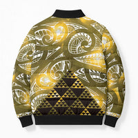 Matariki New Zealand Bomber Puffer Jacket NZ Niho Taniwha Maori New Year Yellow Galaxy LT14 - Polynesian Pride