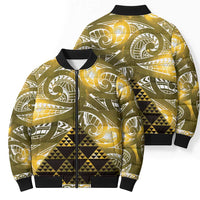 Matariki New Zealand Bomber Puffer Jacket NZ Niho Taniwha Maori New Year Yellow Galaxy LT14 - Polynesian Pride