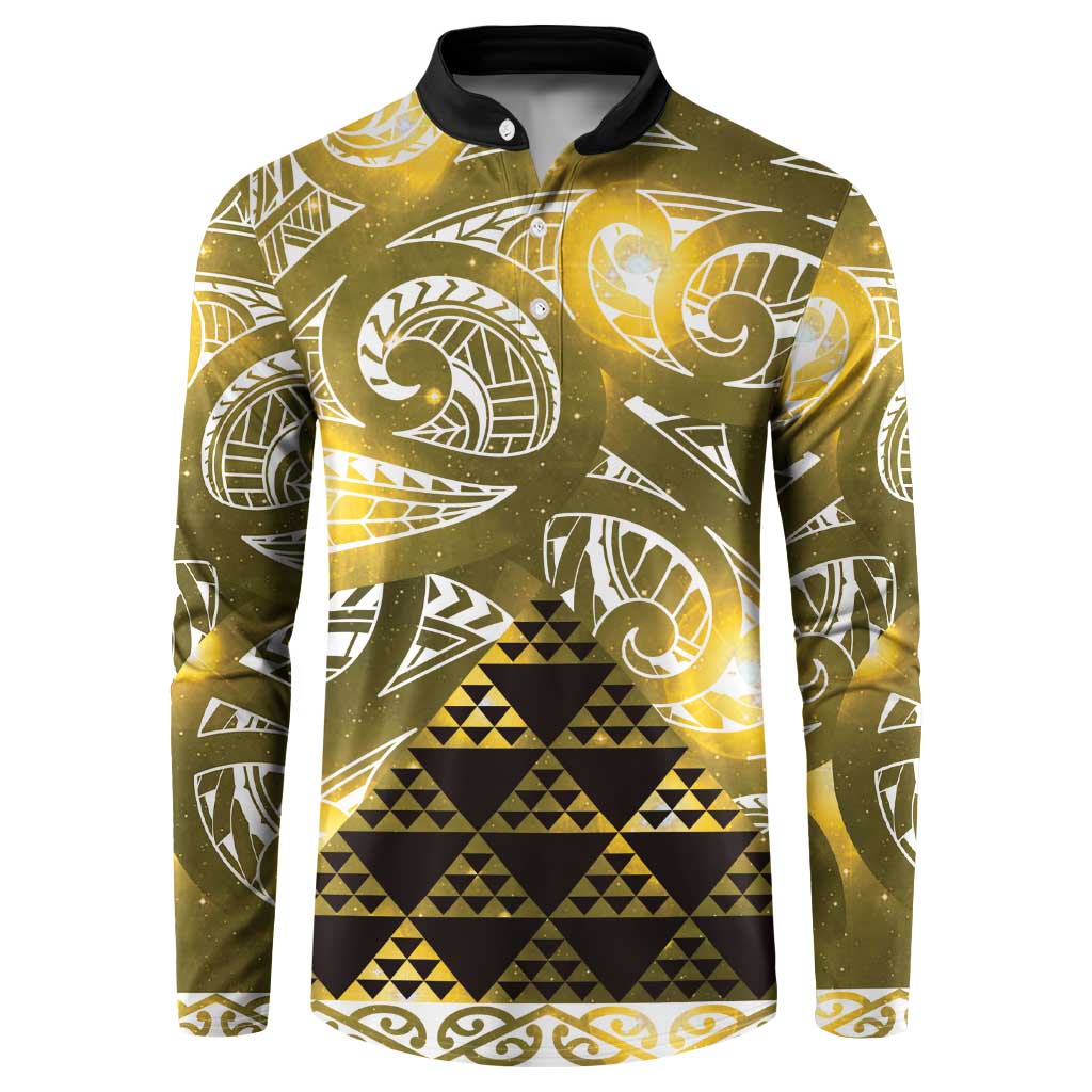Matariki New Zealand Button Sweatshirt NZ Niho Taniwha Maori New Year Yellow Galaxy LT14 Yellow - Polynesian Pride