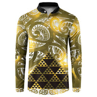 Matariki New Zealand Button Sweatshirt NZ Niho Taniwha Maori New Year Yellow Galaxy LT14 Yellow - Polynesian Pride
