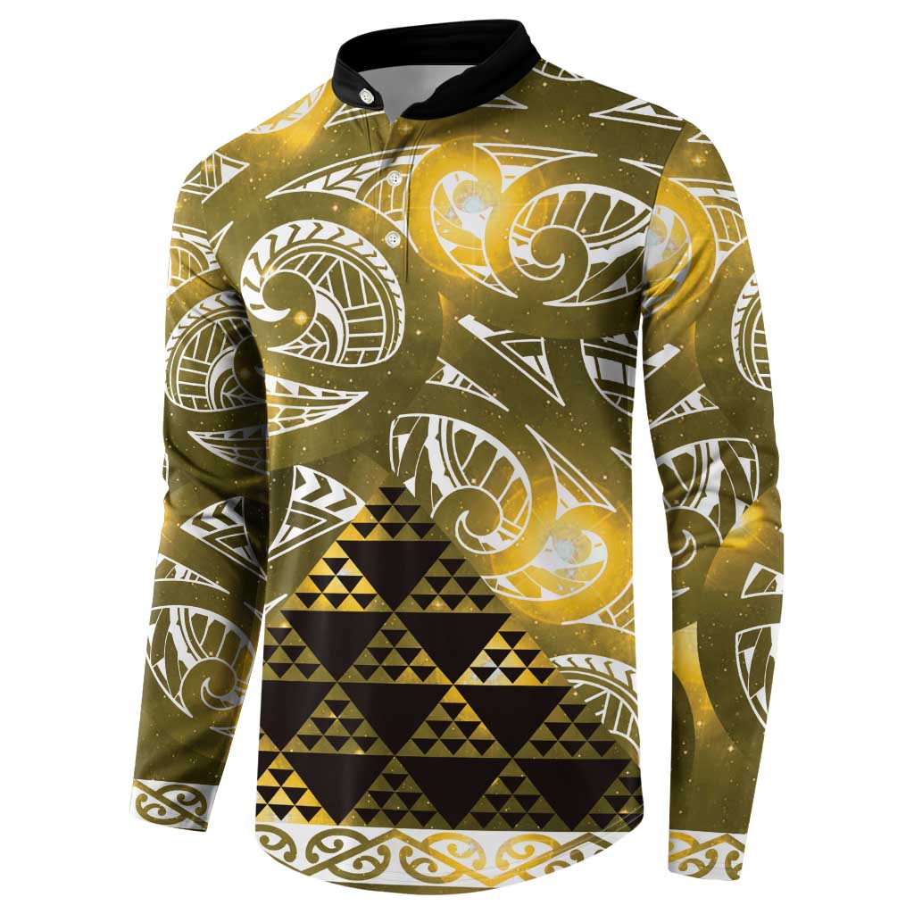 Matariki New Zealand Button Sweatshirt NZ Niho Taniwha Maori New Year Yellow Galaxy LT14 - Polynesian Pride
