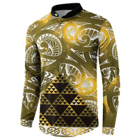 Matariki New Zealand Button Sweatshirt NZ Niho Taniwha Maori New Year Yellow Galaxy LT14 - Polynesian Pride