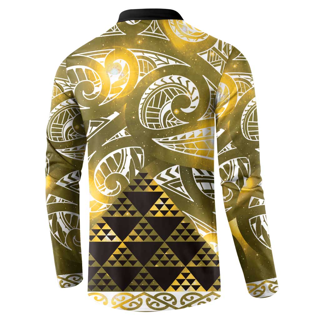 Matariki New Zealand Button Sweatshirt NZ Niho Taniwha Maori New Year Yellow Galaxy LT14 - Polynesian Pride