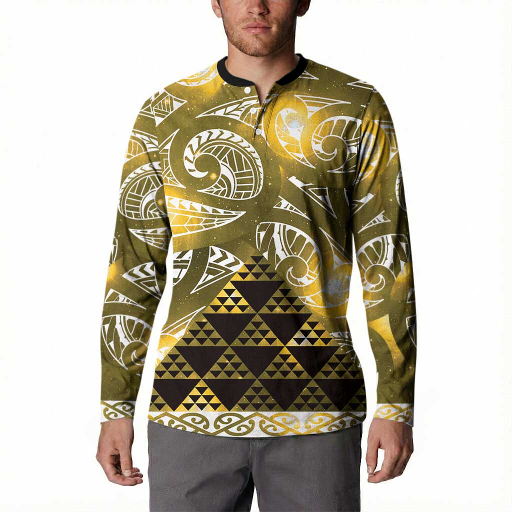 Matariki New Zealand Button Sweatshirt NZ Niho Taniwha Maori New Year Yellow Galaxy LT14 - Polynesian Pride