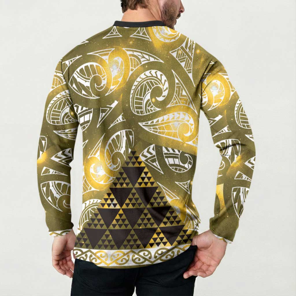 Matariki New Zealand Button Sweatshirt NZ Niho Taniwha Maori New Year Yellow Galaxy LT14 - Polynesian Pride