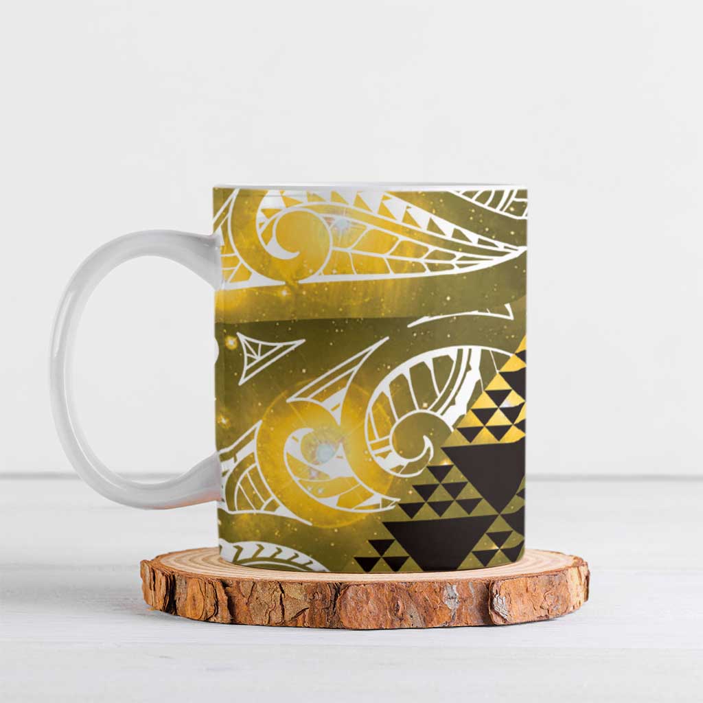Matariki New Zealand Ceramic Mug NZ Niho Taniwha Maori New Year Yellow Galaxy