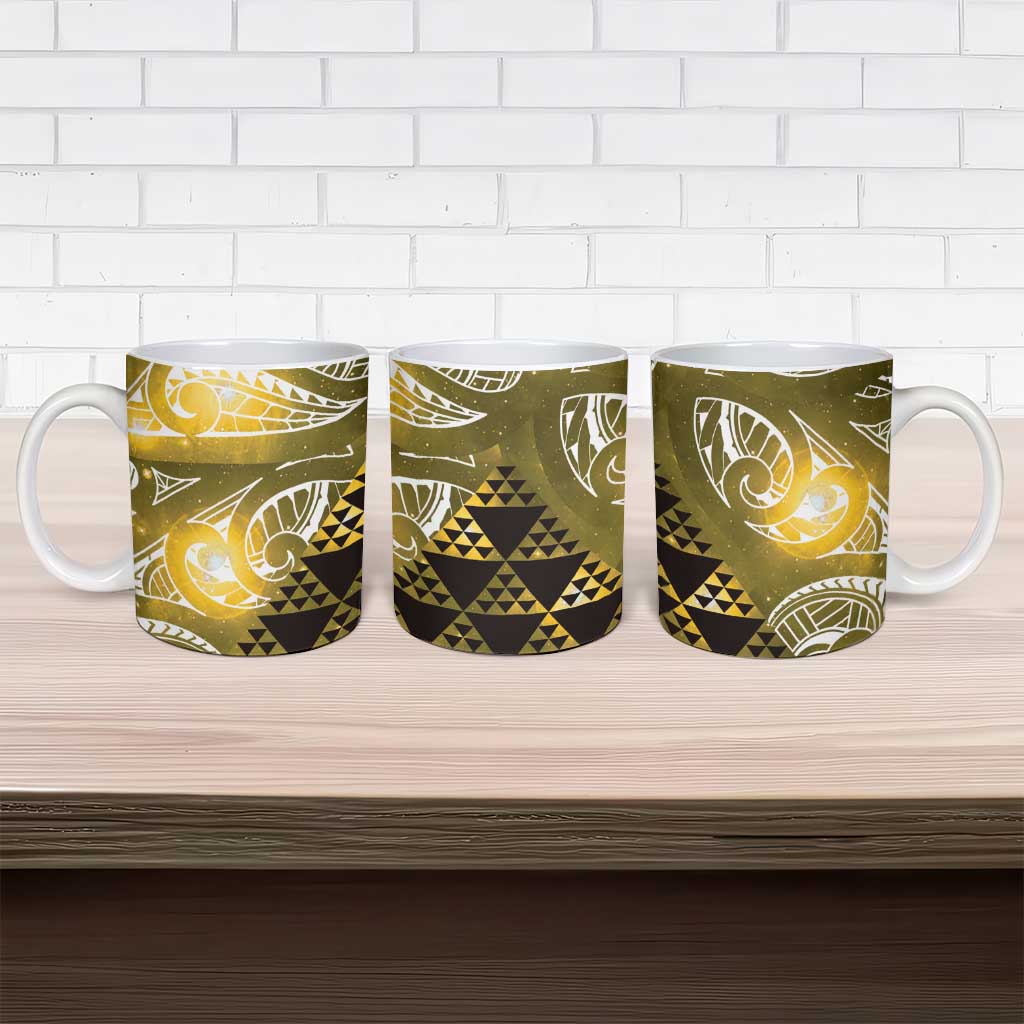 Matariki New Zealand Ceramic Mug NZ Niho Taniwha Maori New Year Yellow Galaxy LT14 - Polynesian Pride