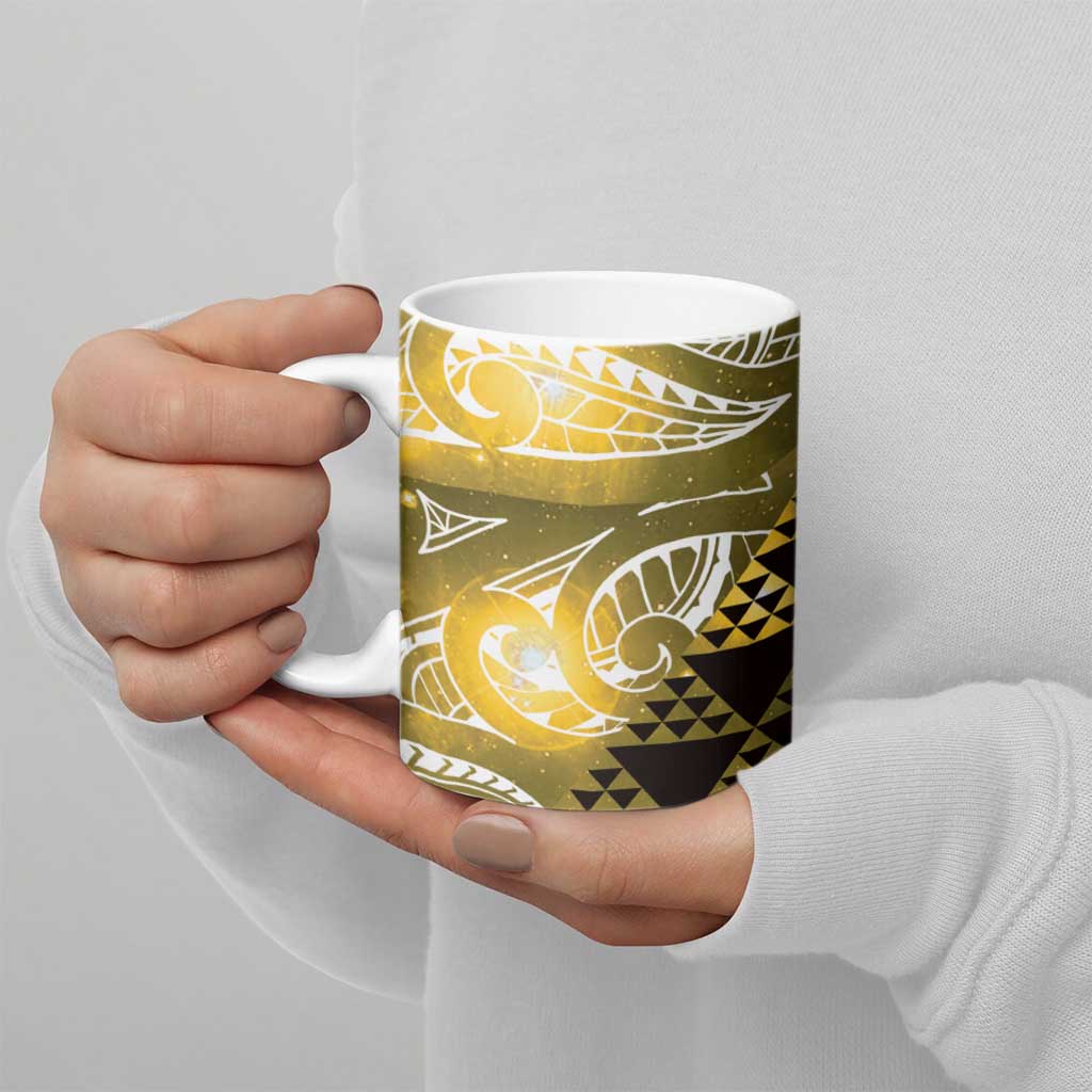 Matariki New Zealand Ceramic Mug NZ Niho Taniwha Maori New Year Yellow Galaxy LT14 - Polynesian Pride